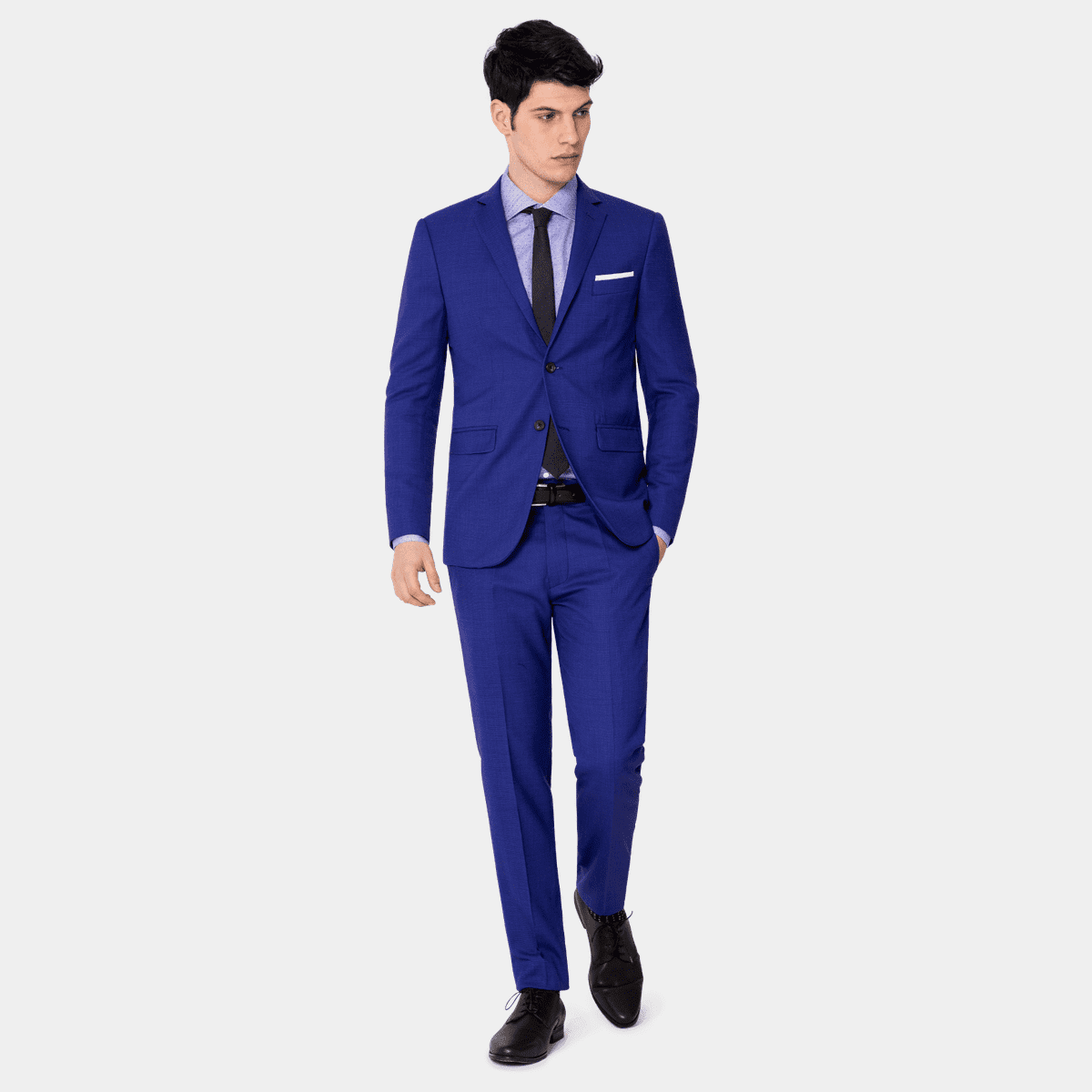 Traje Azul Cobalto De Mezcla Lana Con Pañuelo 1435